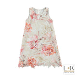 Abito Ricamato di Fiori Bambina Multicolor Sarabanda M684 - SARABANDA - LuxuryKids