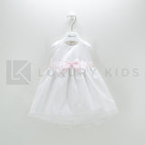 Abito Smanicato Con Culotte In Raso Bianco Con Gonna In Pizzo Neonata Ninnaoh E2076 - NINNAOH - LuxuryKids
