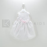 Abito Smanicato Con Culotte In Raso Bianco Con Gonna In Pizzo Neonata Ninnaoh E2076 - NINNAOH - LuxuryKids