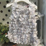 Abito smanicato con petali grigio perla neonata   Liu Jo H13008 - LIU JO - LuxuryKids