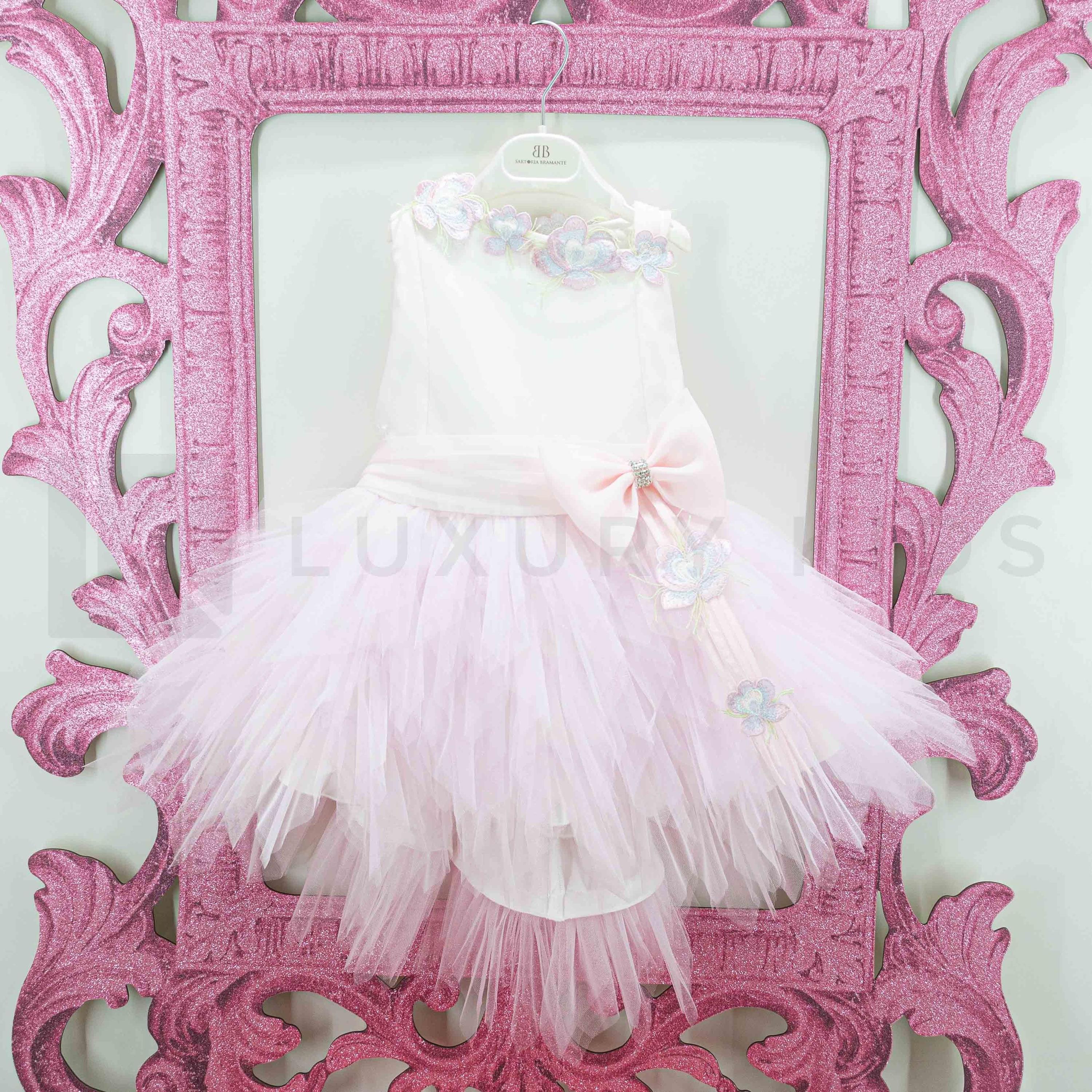 Abito Elegante Smanicato In Tulle Rosa Neonata Le Petits Enfants TISHA - LE PETITS ENFANTS - LuxuryKids
