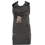 Abito Smanicato In Caldo Cotone Felpato Grigio Bambina One Love 252F218 - ONE LOVE - LuxuryKids