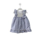 Abito Smanicato In Cotone A Righe Bianco E Blu Neonata Dr Kid 391 - DR.KID - LuxuryKids