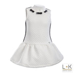 Abito Trapuntato Bambina Bianco Fun&Fun FNBDR6422 - FUN&FUN - LuxuryKids