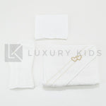 Accappatoio Asciugamano E Guantone In Spugna Bianca Neonata LA SARTORIA DEI PICCOLI LA351 - LA SARTORIA DEI PICCOLI - LuxuryKids