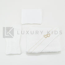 Accappatoio Asciugamano E Guantone In Spugna Bianca Neonata LA SARTORIA DEI PICCOLI LA351 - LA SARTORIA DEI PICCOLI - LuxuryKids