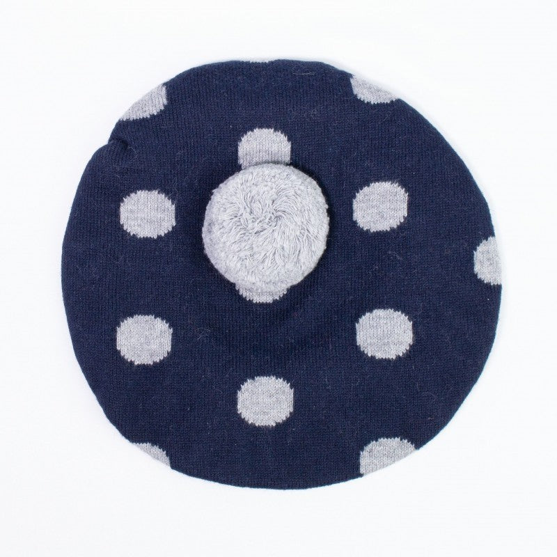 Basco Misto Lana Pois e Pompon Blu Neonata DRKID B67DK302 - DR.KID - LuxuryKids