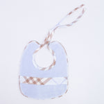 Bavetta Elegante In Ciniglia Azzurra Con Fascia A Quadroni Neonato LA SARTORIA DEI PICCOLI LB356 - LA SARTORIA DEI PICCOLI - LuxuryKids