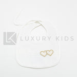 Bavetta Elegante In Ciniglia Panna Con Fascia In Pizzo E Cuoricini Neonata LA SARTORIA DEI PICCOLI LB351 - LA SARTORIA DEI PICCOLI - LuxuryKids