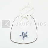 Bavetta Elegante In Ciniglia Panna Con Stella E Profilo Marroncino Neonato LA SARTORIA DEI PICCOLI LB661 - LA SARTORIA DEI PICCOLI - LuxuryKids