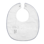 Bavetta in Caldo Cotone Bianco-Celeste e Ricamo Gufo con Fiocchetto Neonato Ninnaoh I18246 - NINNAOH - LuxuryKids