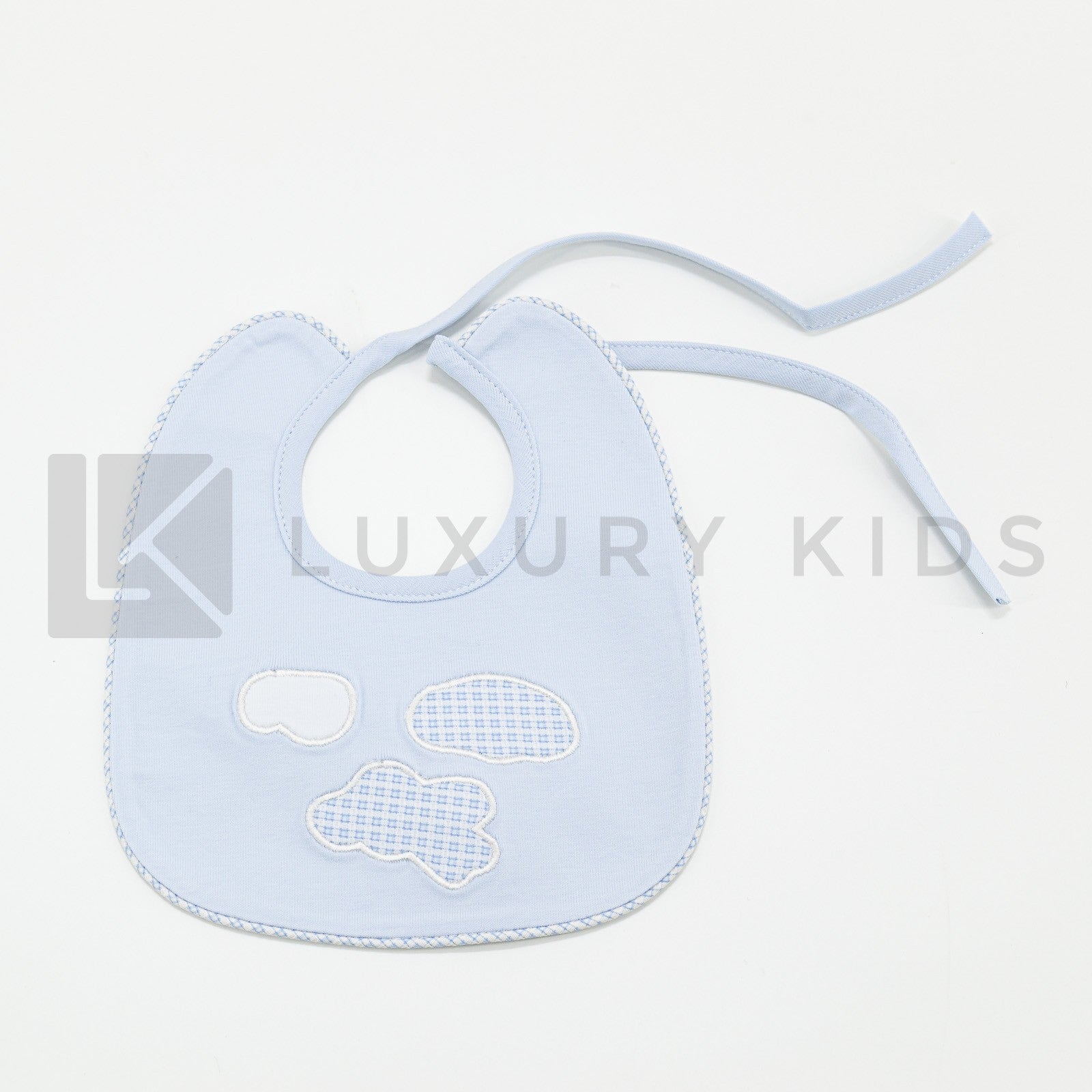 Bavetta in Cotone Azzurra Con Nuvolette Neonato La Sartoria Dei Piccoli LB751 - LA SARTORIA DEI PICCOLI - LuxuryKids