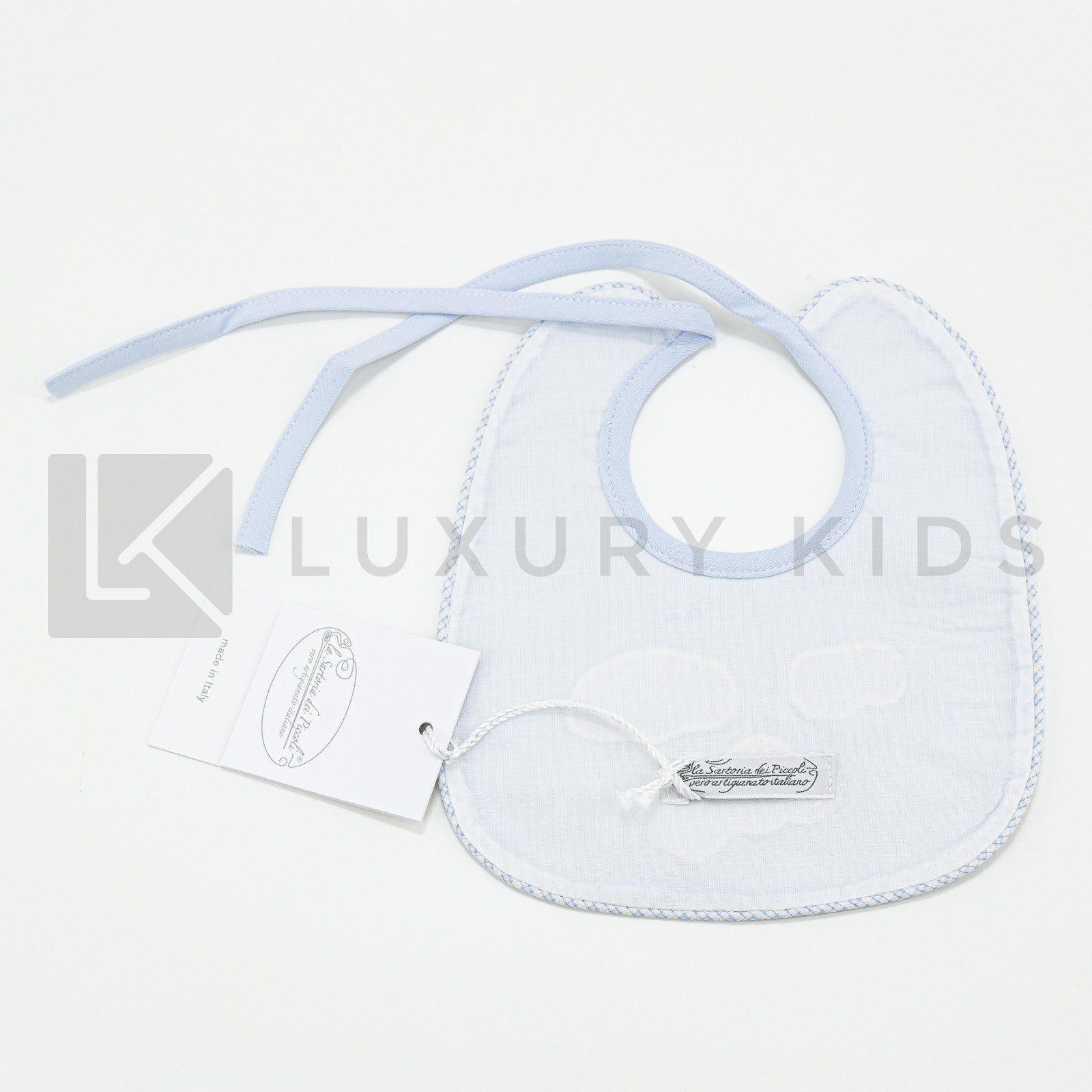 Bavetta in Cotone Azzurra Con Nuvolette Neonato La Sartoria Dei Piccoli LB751 - LA SARTORIA DEI PICCOLI - LuxuryKids