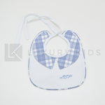 Bavetta in Cotone Bianca Con Inserti A Quadri Neonato La Sartoria Dei Piccoli LB755 - LA SARTORIA DEI PICCOLI - LuxuryKids