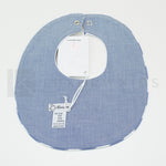 Bavetta In Cotone Bianca Con Profilo Blu A Quadri Blu Con Orso Neonato Ninnaoh E20299 - NINNAOH - LuxuryKids