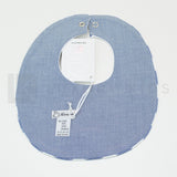 Bavetta In Cotone Bianca Con Profilo Blu A Quadri Blu Con Orso Neonato Ninnaoh E20299 - NINNAOH - LuxuryKids