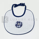 Bavetta in Cotone Bianco-Blu Neonata Ninnaoh E18151 - NINNAOH - LuxuryKids