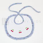Bavetta In Cotone E Tessuto A Righe Blu Con Ciliegie Neonata Ninnaoh E2048 - NINNAOH - LuxuryKids