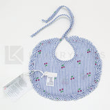 Bavetta In Cotone E Tessuto A Righe Blu Con Ciliegie Neonata Ninnaoh E2048 - NINNAOH - LuxuryKids