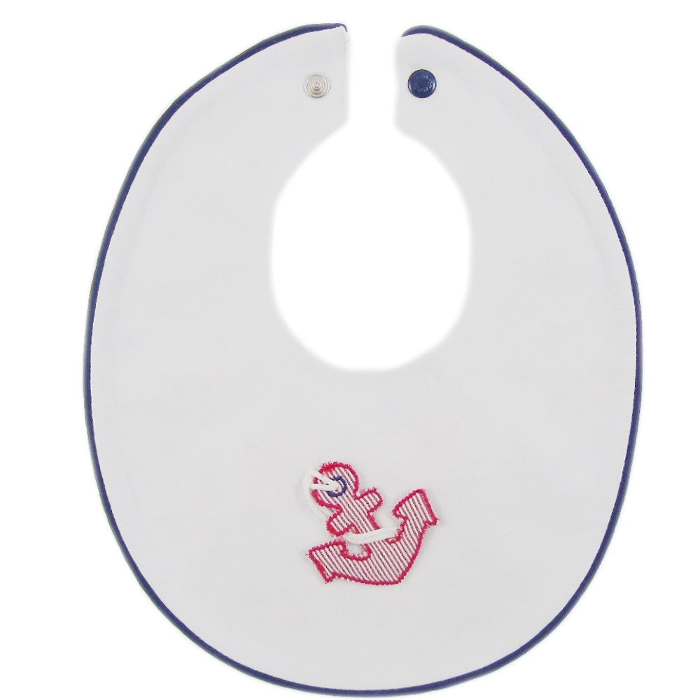 Bavetta Marina in Cotone Bianca e Blu Neonato NINNAOH E21230 - NINNAOH - LuxuryKids