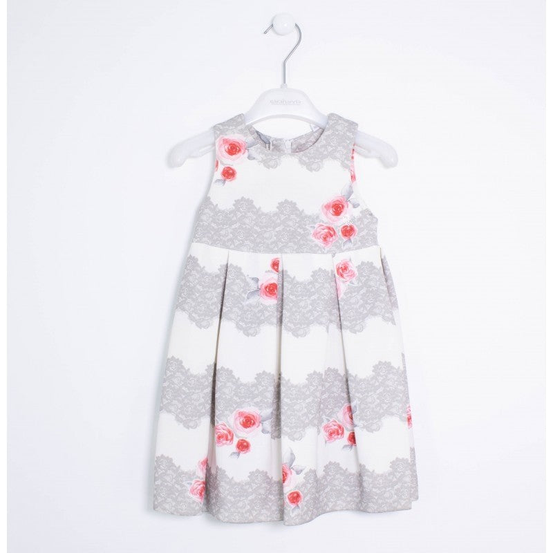Abito Elegante con Fantasia a Fiori Bambina Bianco Sarabanda R244 - SARABANDA - LuxuryKids