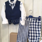Bermuda A quadretti Bianco Blu Bambino Manuell&Frank M3181 - MANUELL&FRANK - LuxuryKids