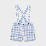 Bermuda Con Bretelle A Quadri Azzurro Neonato MAYORAL 1209 - MAYORAL - LuxuryKids