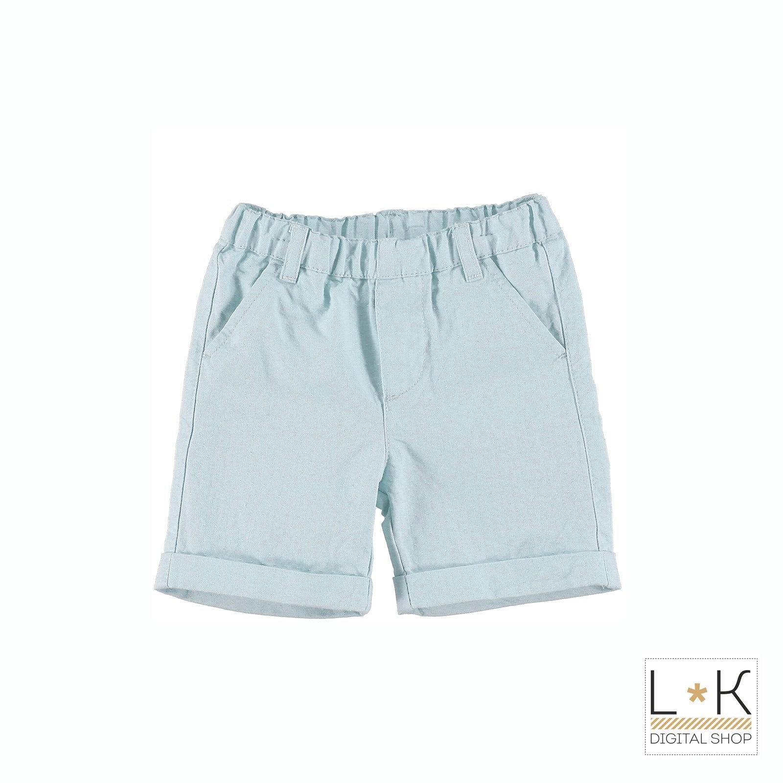 Bermuda Elegante a Effetto Puntinato Neonato Celeste Minibanda Q653 - MINIBANDA - LuxuryKids