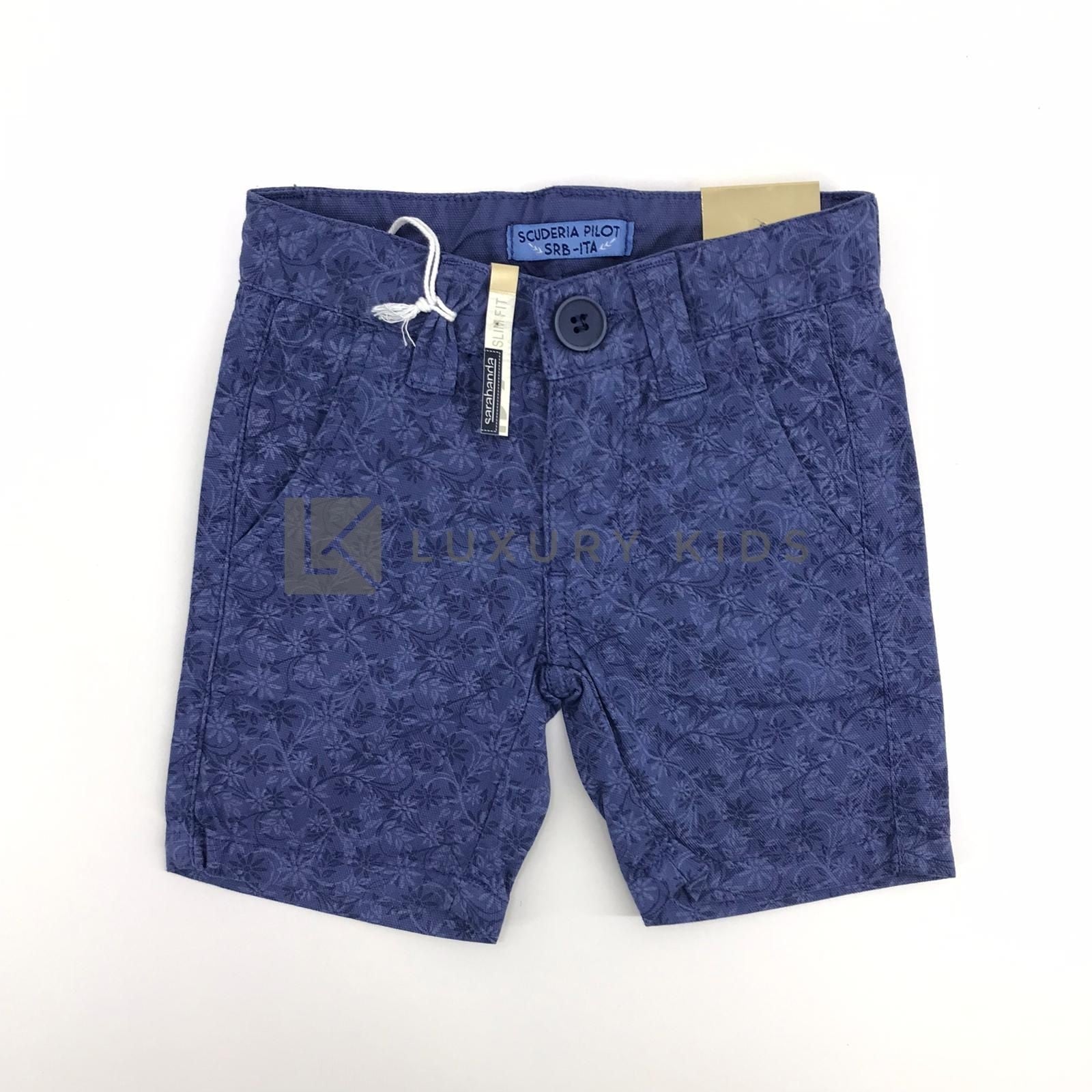 Bermuda Fantasia a Fiori in Cotone Bambino Azzurro Sarabanda M532F - SARABANDA - LuxuryKids