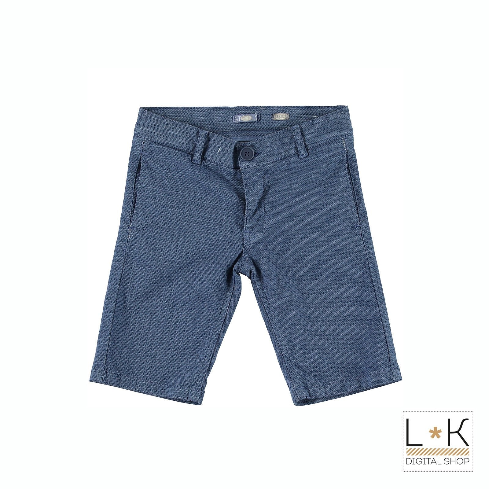 Bermuda in Cotone Blu in Tinta Unita Effetto Puntinato Bambino Sarabanda Q660 - SARABANDA - LuxuryKids