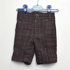 Bermuda in Misto Lana Bordeaux con Effetto a Quadretti Elegante Per Neonato Manuell&Frank MF2004N - MANUELL&FRANK - LuxuryKids