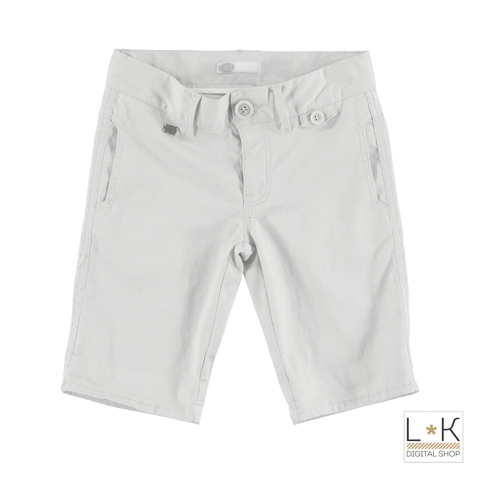 Bermuda in Tinta Unita con Micro Righe Bambino Bianco Sarabanda S662 - SARABANDA - LuxuryKids