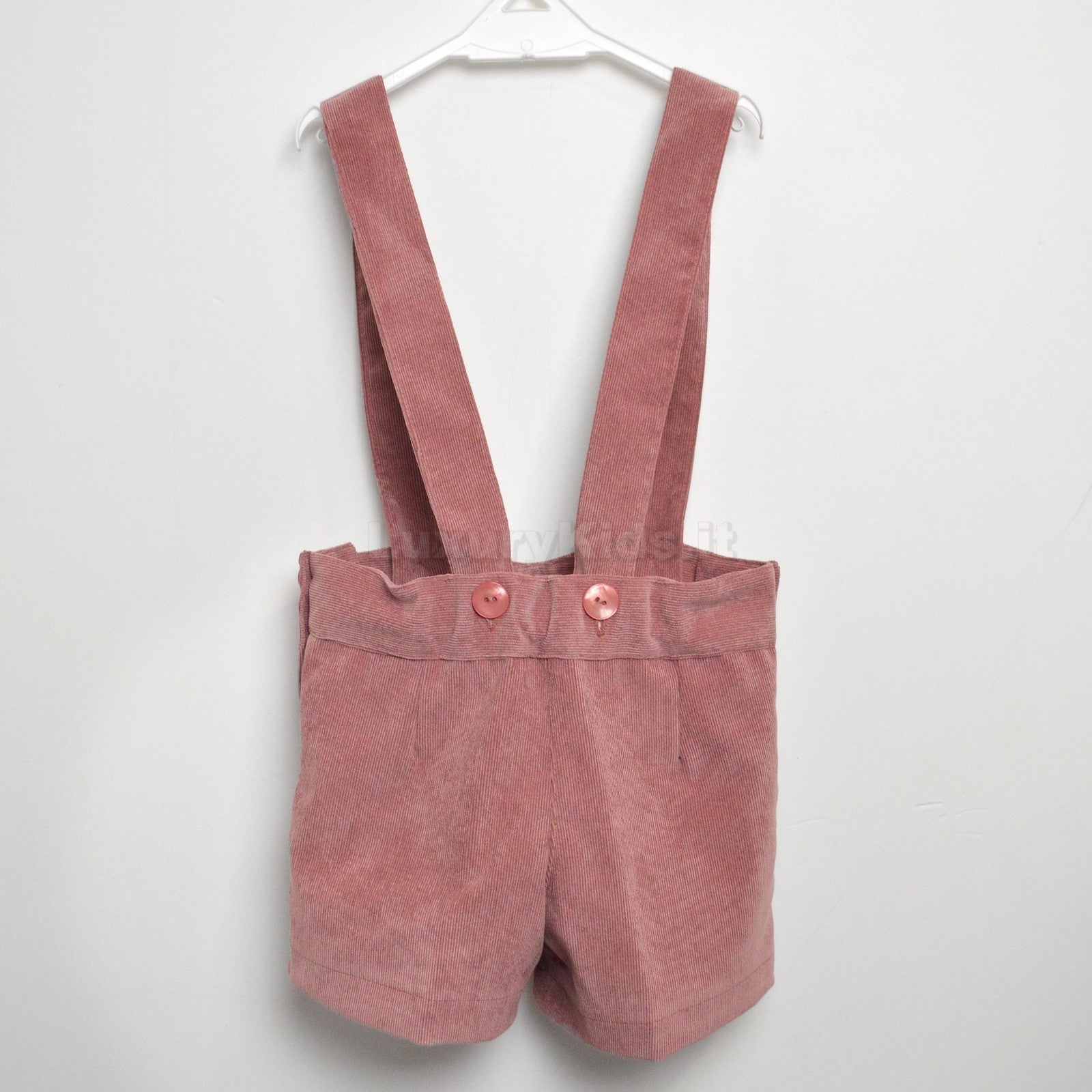 Bermuda in Velluto Elegante con bretelle Bordeaux Chiaro Per Neonato Paloma de la O SI8BM1B - PALOMA DE LA O - LuxuryKids