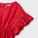 Blusa In Cotone Con Manica Volant Rossa Bambina MAYORAL 3194 - MAYORAL - LuxuryKids