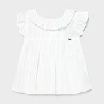 Blusa In Cotone Traforato Con Volant Bianca Neonata MAYORAL 1180 - MAYORAL - LuxuryKids