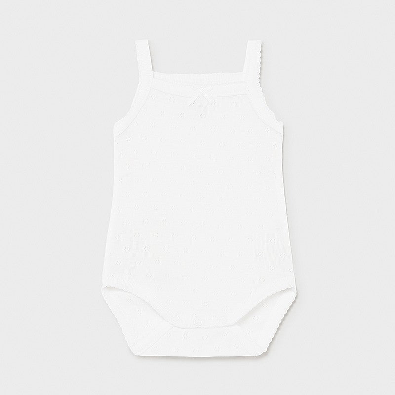 Body Con Bretelle Traforato Basico In Cotone Bianco Neonata MAYORAL 168B - MAYORAL - LuxuryKids