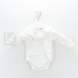 Body In Caldo Cotone Panna Con Collo Volant Neonati A&J 456 - A&J - LuxuryKids