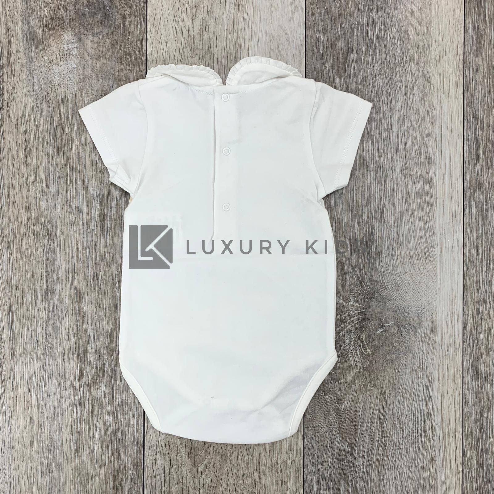 Body In Cotone Mezza Manica In Tinta Unita Bianco Con Collo Volant Neonata PATACHOU 2233007B - PATACHOU - LuxuryKids