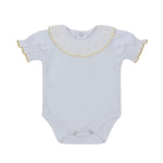 Body Mezza Manica In Cotone Bianco Con Colletto Neonata A&J 141 - A&J - LuxuryKids