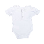 Body Mezza Manica In Cotone Bianco Con Colletto Neonata A&J 141 - A&J - LuxuryKids
