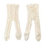 Calza in caldo cotone con strass e fiocchi neonata panna  STORY LORIS 13438P-00 - STORY LORIS - LuxuryKids