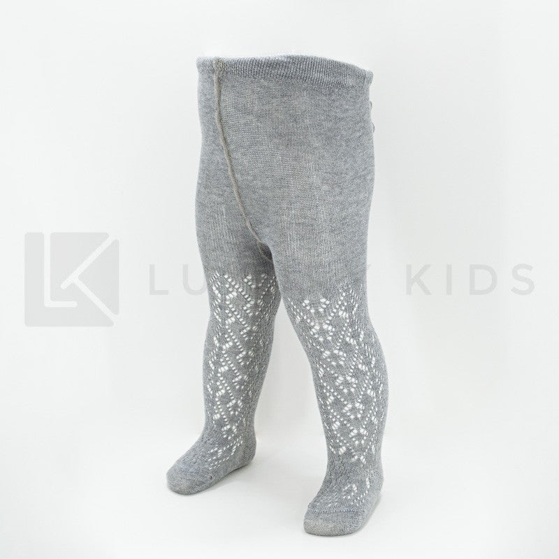 Calza in caldo cotone traforata neonati Grigio STORY LORIS 13198G-00 - STORY LORIS - LuxuryKids