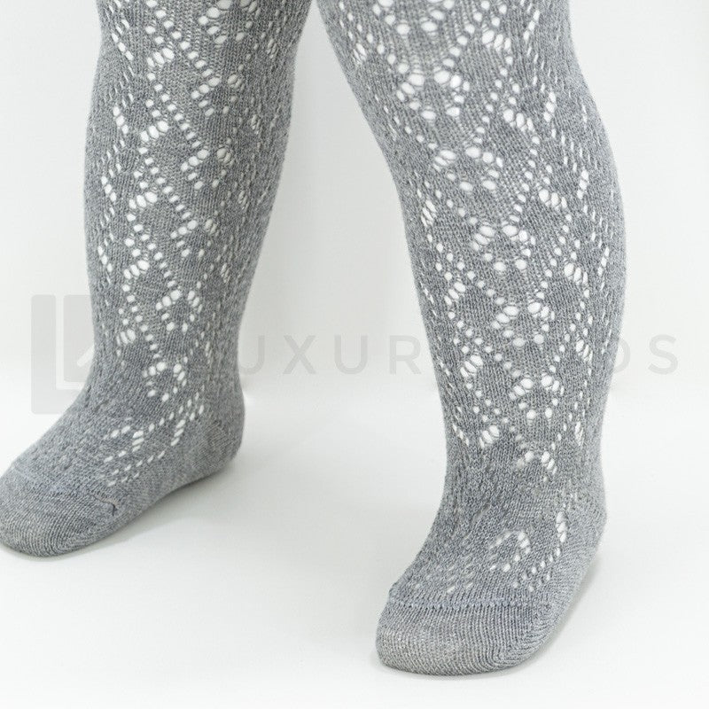 Calza in caldo cotone traforata neonati Grigio STORY LORIS 13198G-00 - STORY LORIS - LuxuryKids