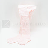 Calzamaglia Ricamata In Caldo Cotone Rosa Neonata Romboli BAT13 - ROMBOLI - LuxuryKids