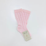 Calzettone In Filo di Scozia Lungo Traforato Rosa Neonata Story Loris 07352R - STORY LORIS - LuxuryKids