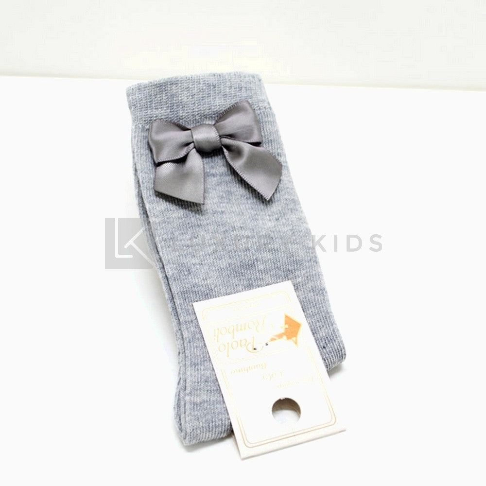 Calzettone Lungo In Caldo Cotone Con Fiocco Neonata Romboli BAC31L - ROMBOLI - LuxuryKids