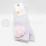 Calzettone Lungo In Caldo Cotone Glitter Con Pon Pon Neonata Romboli BAL47 - ROMBOLI - LuxuryKids