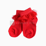 Calzini In Cotone Con Balza In Tulle Neonata Minibanda J354 - MINIBANDA - LuxuryKids