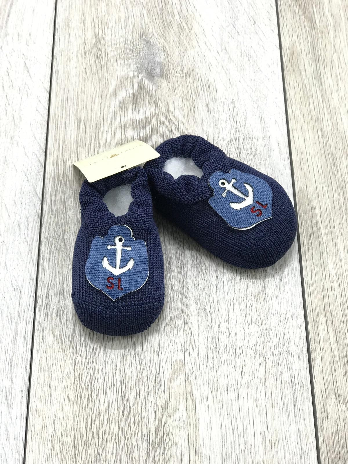 Calzini Scarpetta Blu Con Ancora Neonato Story Loris 09011 - STORY LORIS - LuxuryKids