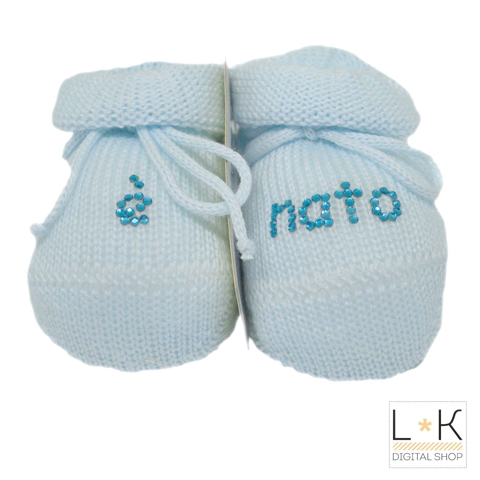 Calzini scarpetta caldo cotone 'è nato' nascita corredino Neonato celeste IVORY 41398 - IVORY - LuxuryKids